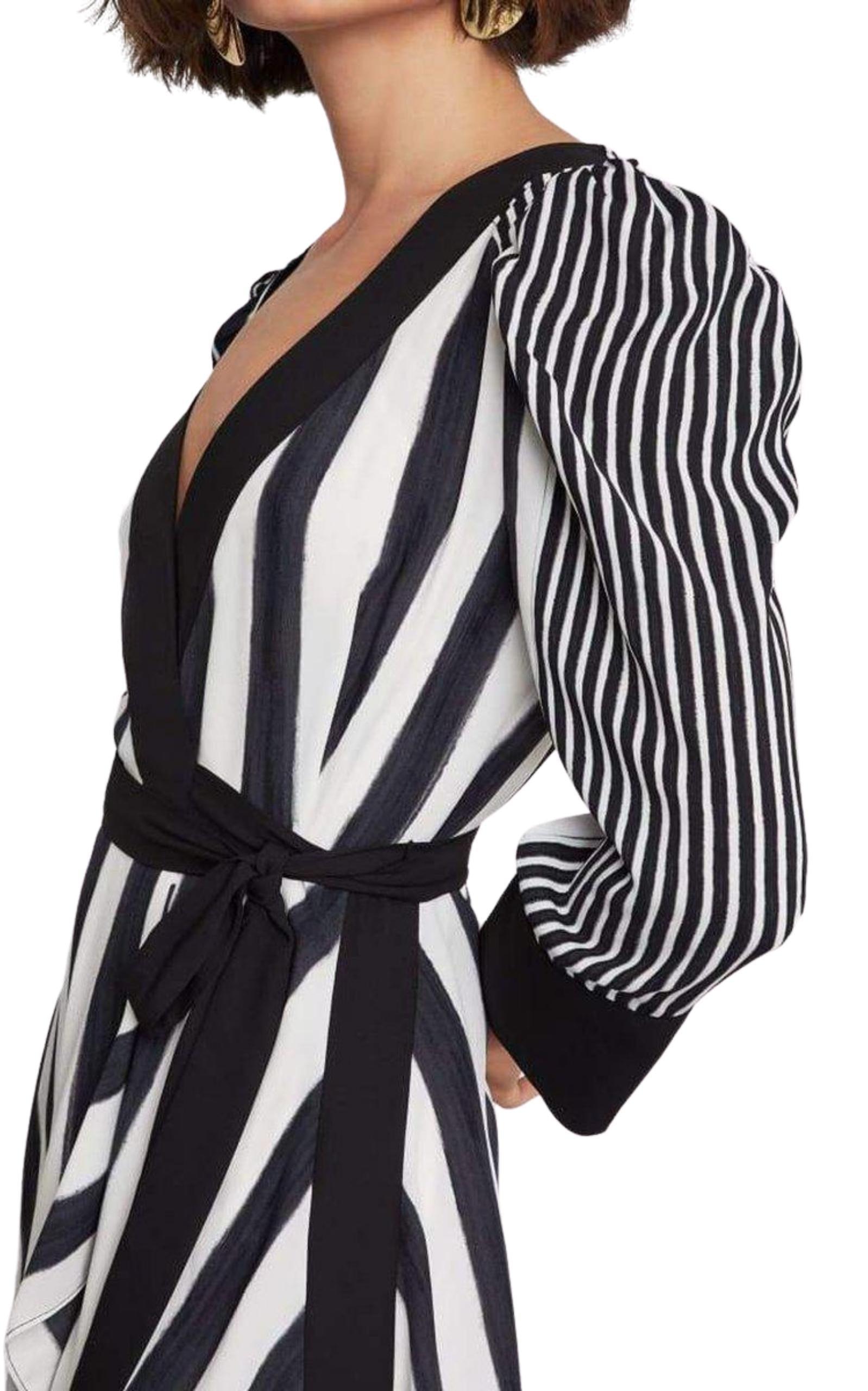 Costa Stripe Faux Wrap Dress BCBGMAXAZRIA