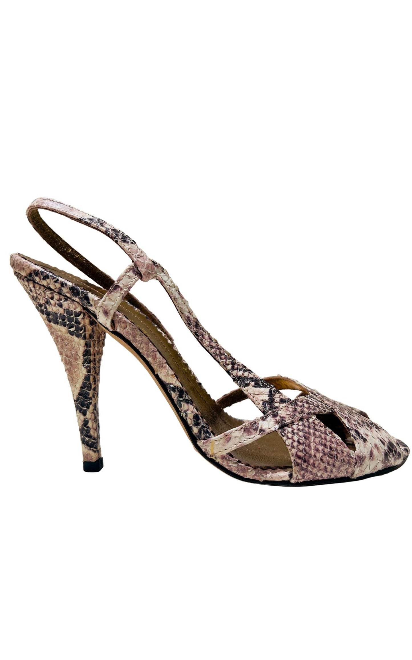 Criss Cross Snake Print Leather Sandals BCBGMAXAZRIA