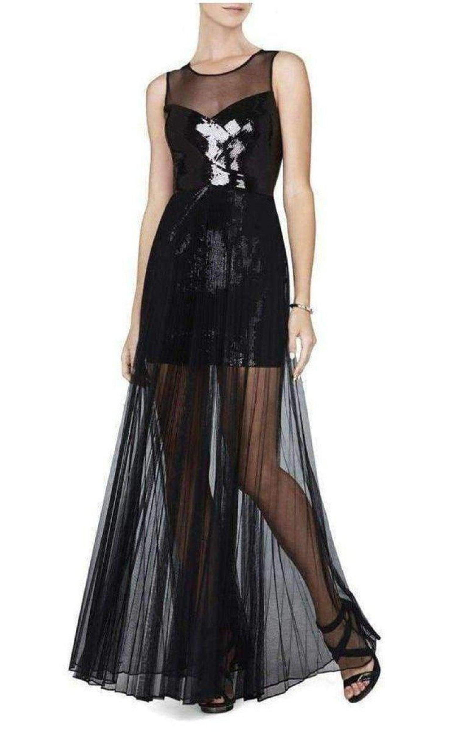 Cynthia Sequinned Detail Pleated Gown BCBGMAXAZRIA