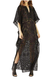 BCBGMAXAZRIA Dameka Ruffled Long Kaftan Dress