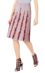 Floral Embroidered Midi Skirt BCBGMAXAZRIA