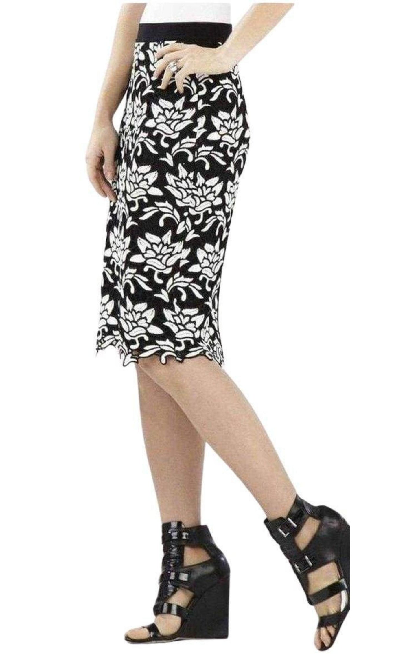 Floral Hem Pencil Skirt BCBGMAXAZRIA