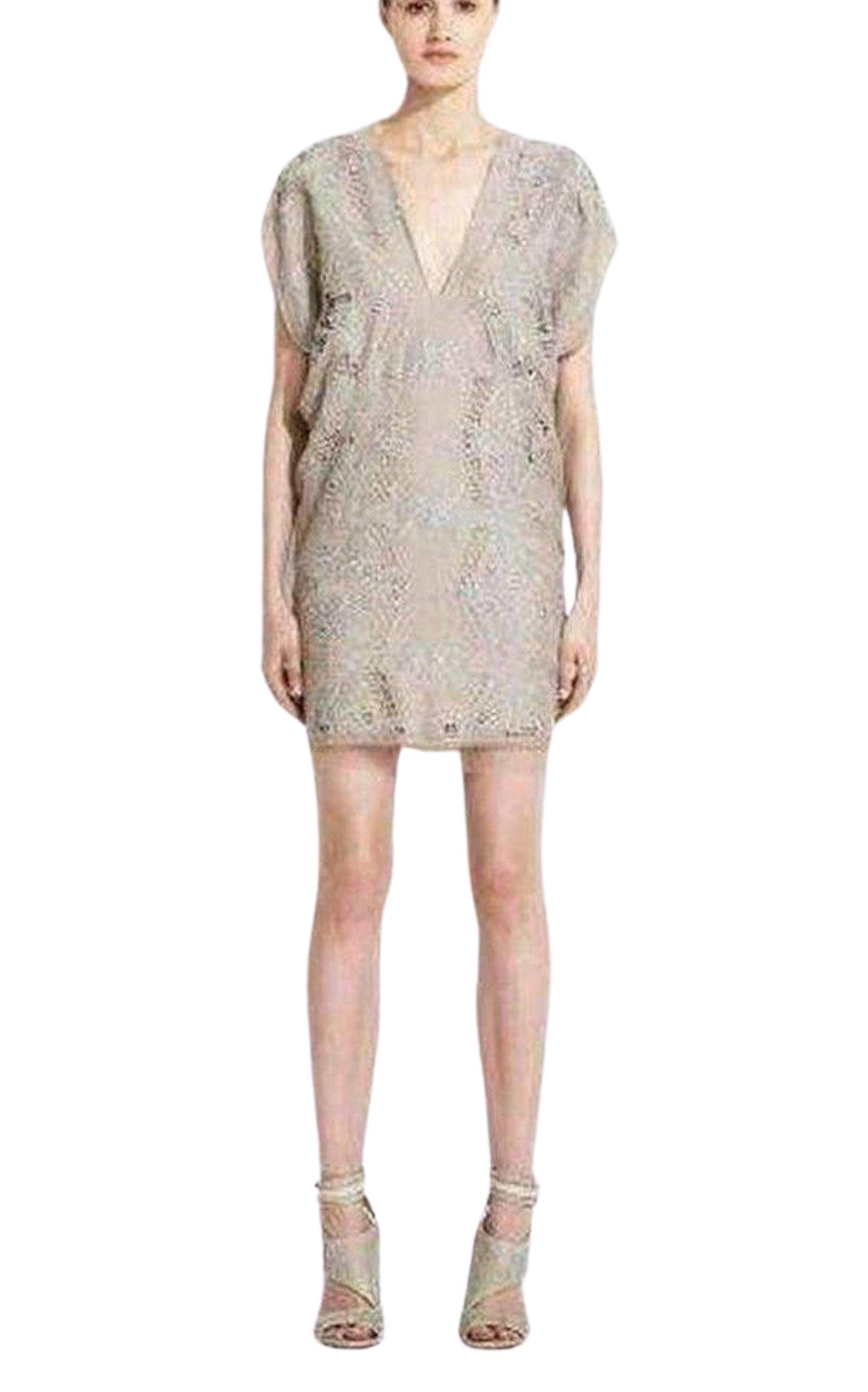 Freja Organza Lace Beige Dress BCBGMAXAZRIA