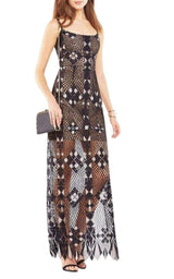 Geometric Lace Maxi Dress BCBGMAXAZRIA