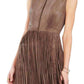 Hamin Fringe Faux Suede Vest Dress BCBGMAXAZRIA