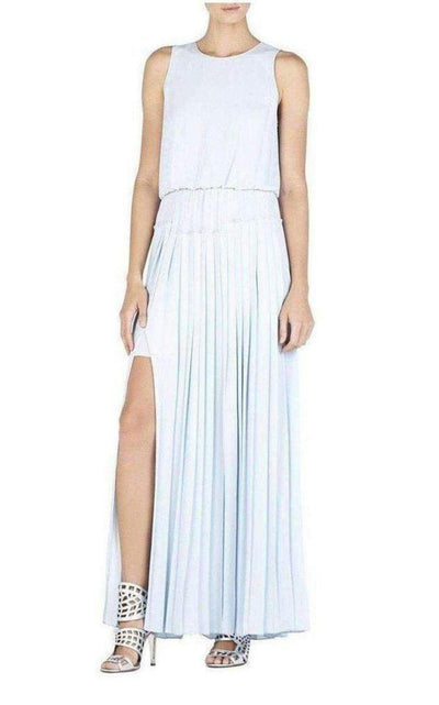 Jenine High Split Pleated Skirt Maxi Dress BCBGMAXAZRIA