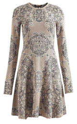 Julisa Geometric Jacquard Silk Dress BCBGMAXAZRIA