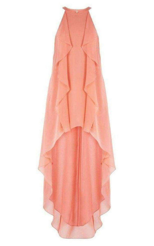 Kelsia Cascade Ruffle Halter Dress IQI66D43-6R3 BCBGMAXAZRIA