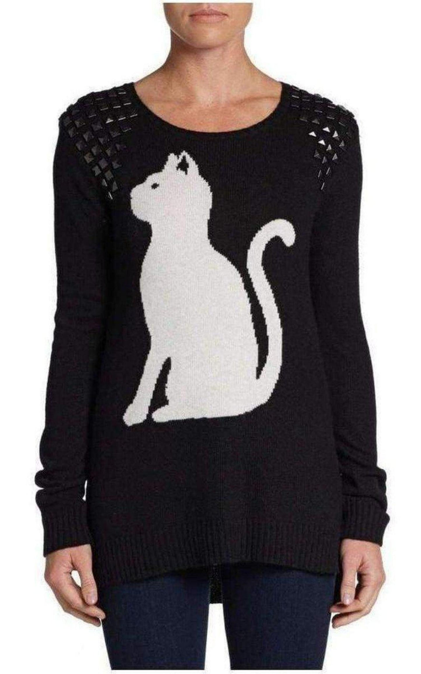 Keri Intarsia Studded Cashmere Blend Pullover BCBGMAXAZRIA