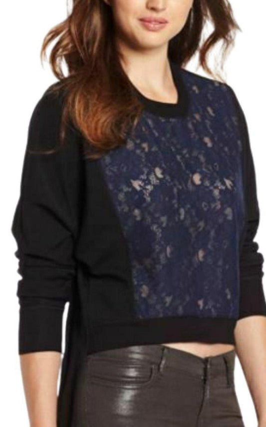 Lace Sheer Iza Long Sleeve Top BCBGMAXAZRIA