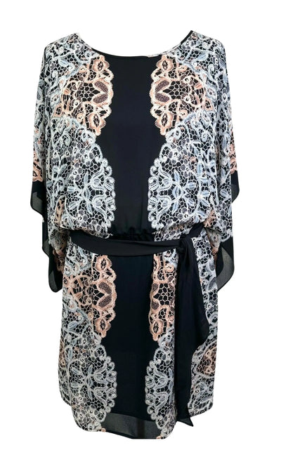 BCBGMAXAZRIA Lois Lace Floral Print Kimono Dress