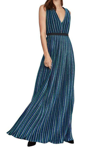 Metallic Pleated Gown BCBGMAXAZRIA