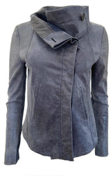 Moto Blue Leather Jacket BCBGMAXAZRIA