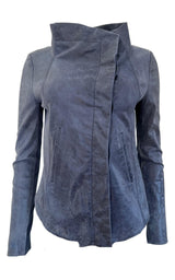 Moto Blue Leather Jacket BCBGMAXAZRIA