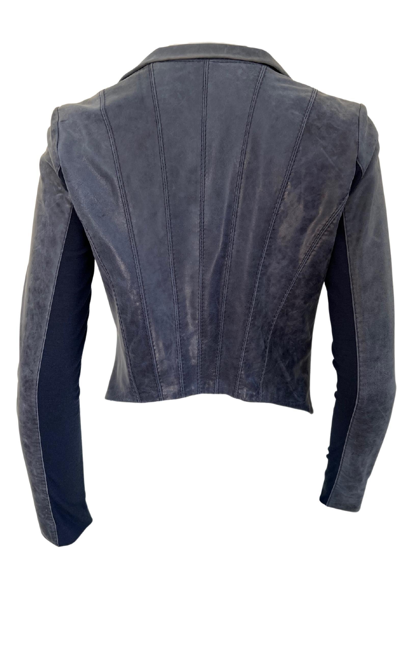 Moto Blue Leather Jacket BCBGMAXAZRIA