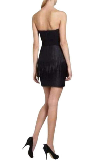 Navy Eliot Strapless Fringe Dress BCBGMAXAZRIA