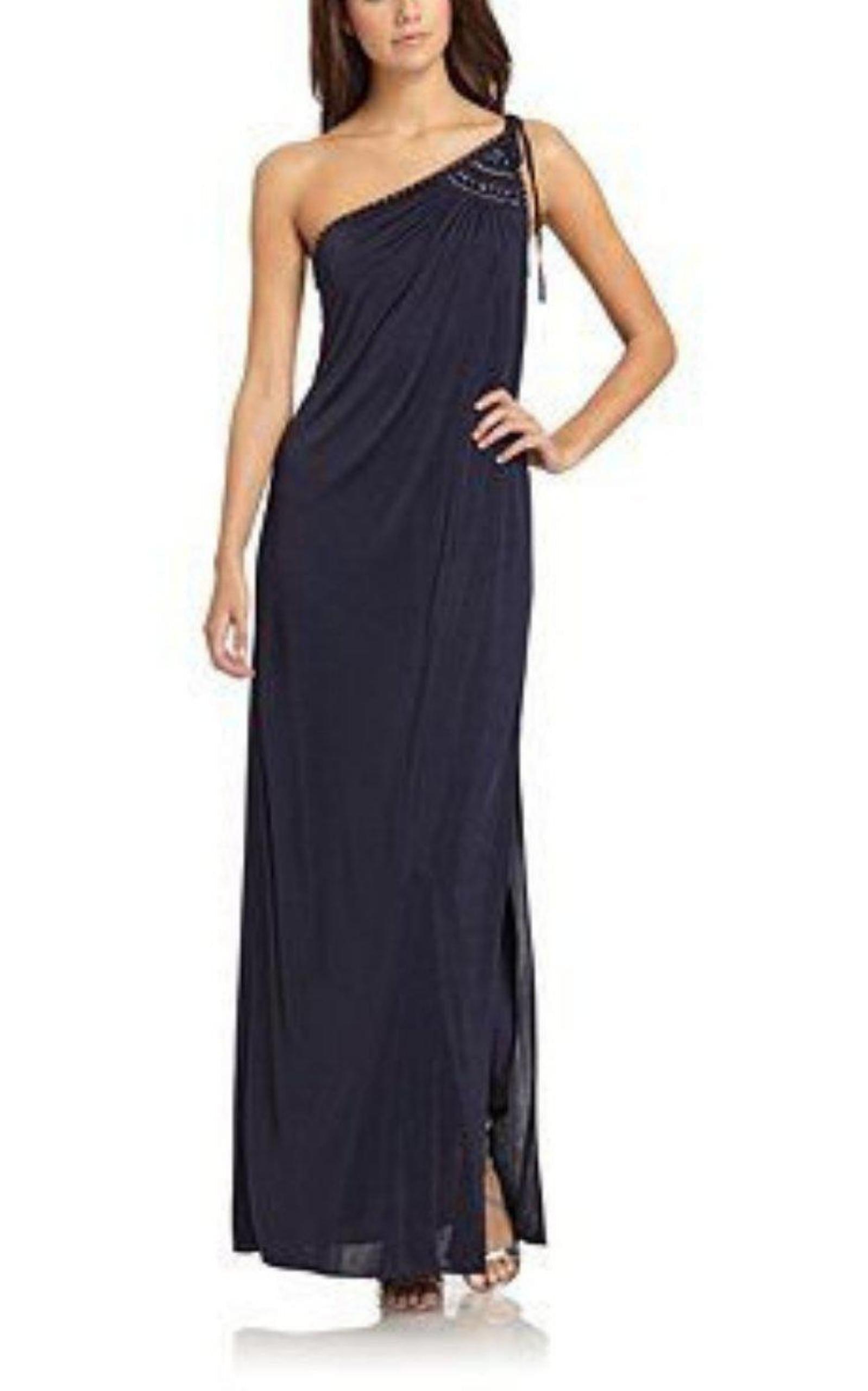 Navy One Shoulder Dress BCBGMAXAZRIA