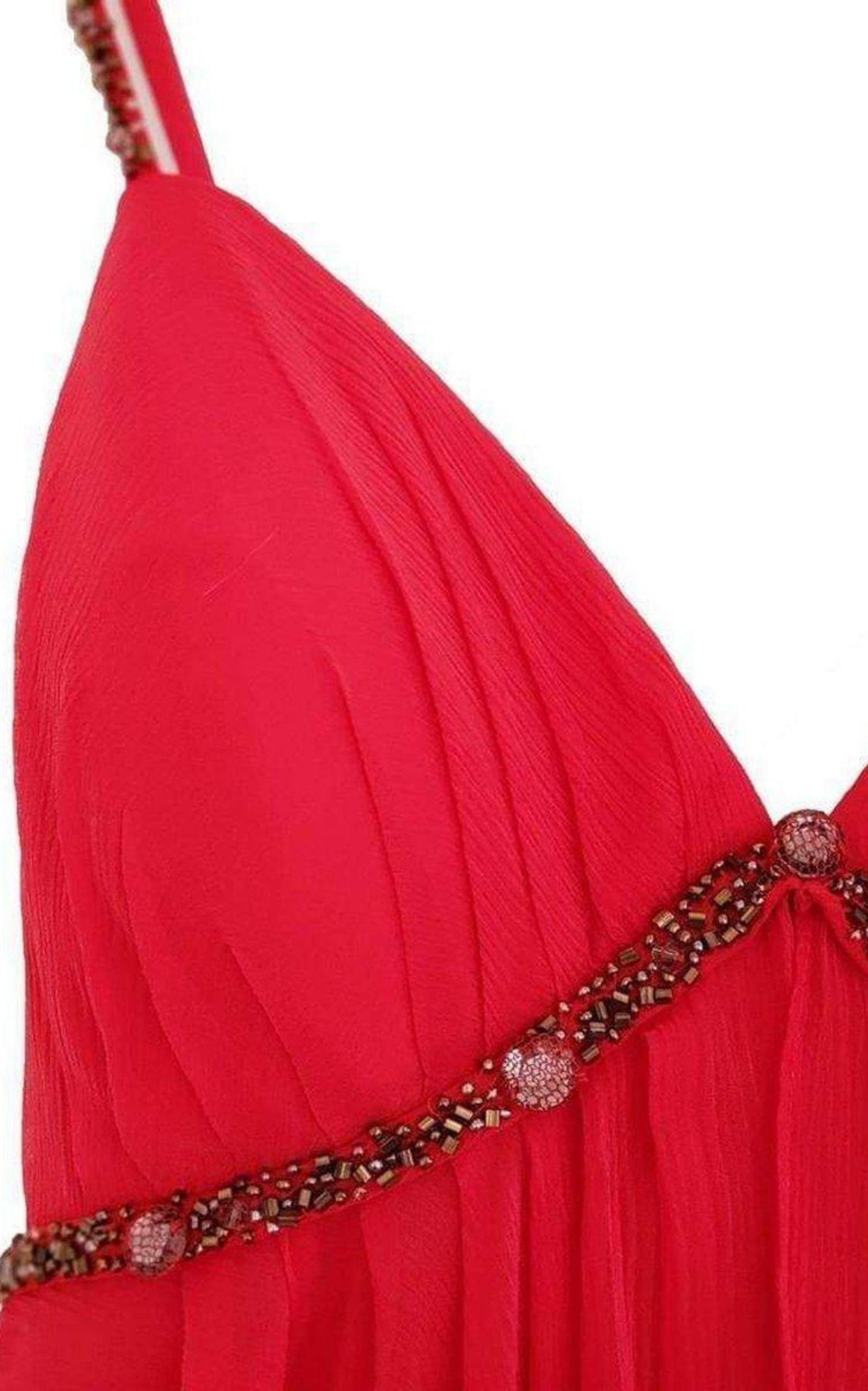 New Red Silk Asymmetrical Embellished Dress BCBGMAXAZRIA