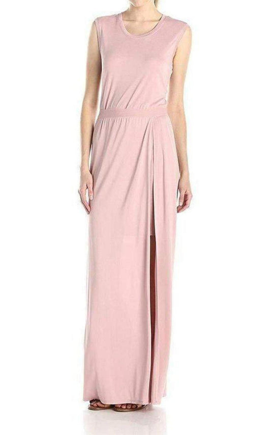 Pink Mylie Front Slit Long Dress BCBGMAXAZRIA