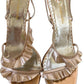 Rose Gold Leather Strappy Sandals BCBGMAXAZRIA