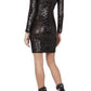 Sabryna Long Sleeve Python Sequin Dress BCBGMAXAZRIA