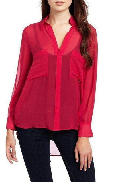 Stitched-Collar Silk Blouse BCBGMAXAZRIA