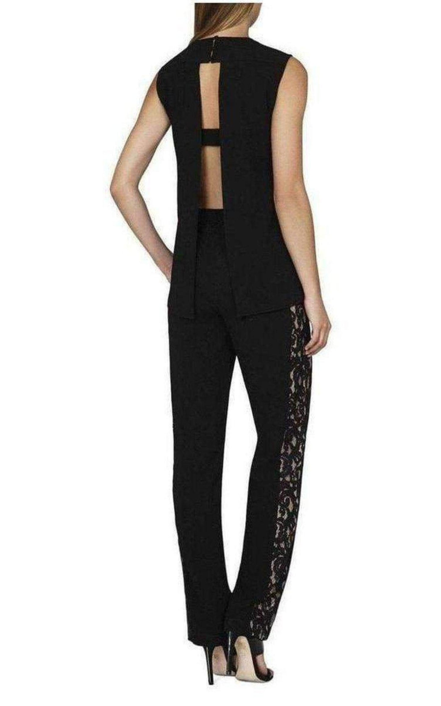 Victorya Lace Side Paneles Jumpsuit BCBGMAXAZRIA