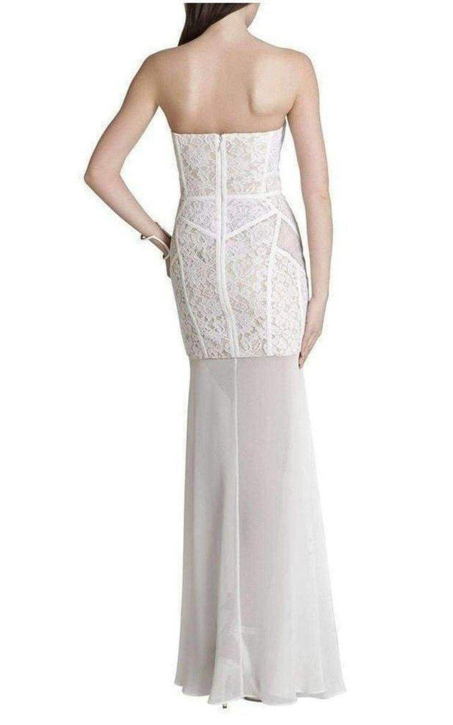 Vivienne Lace Blocked Strapless Dress BCBGMAXAZRIA