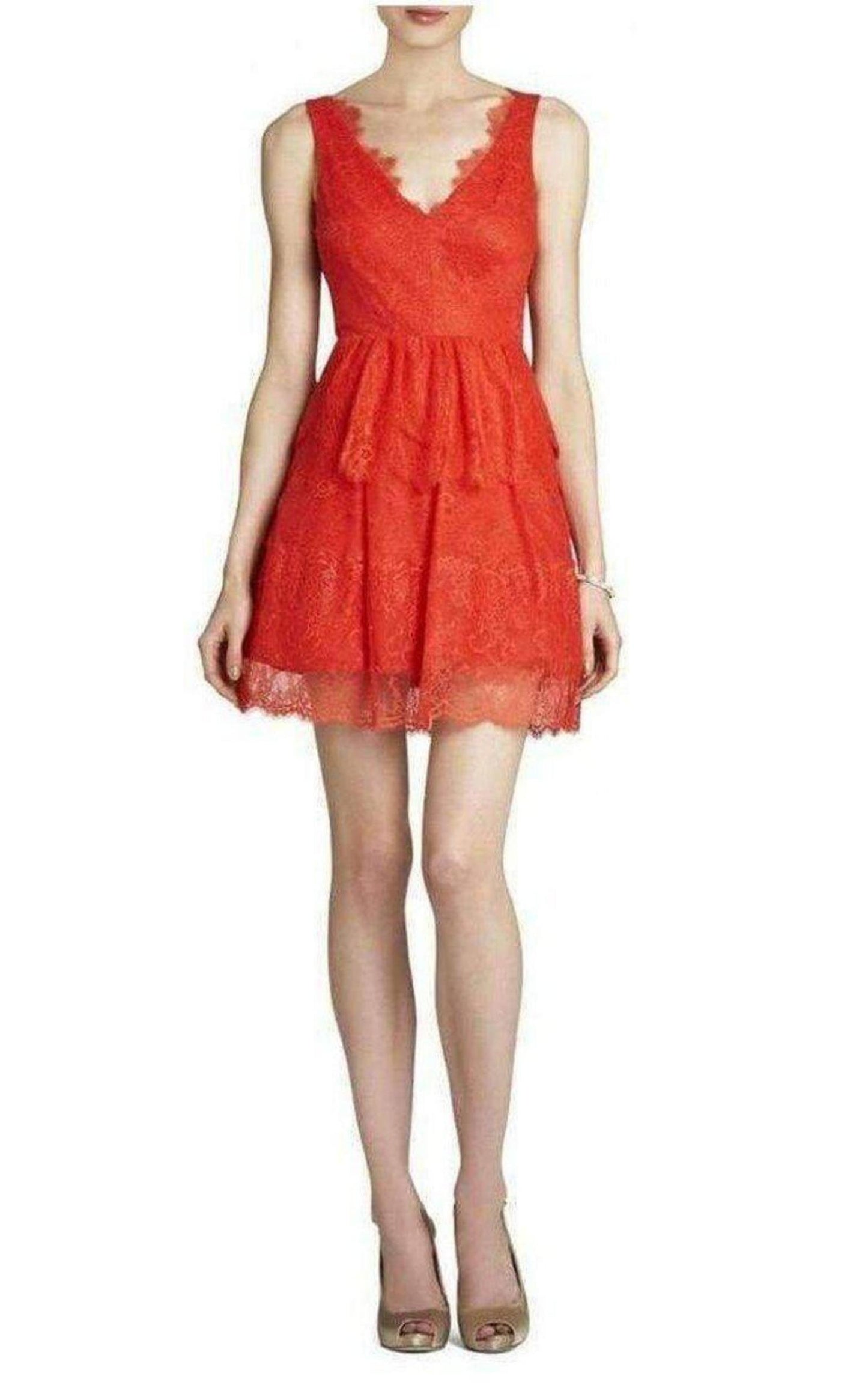 Willa Bright Poppy Lace Cocktail Dress BCBGMAXAZRIA