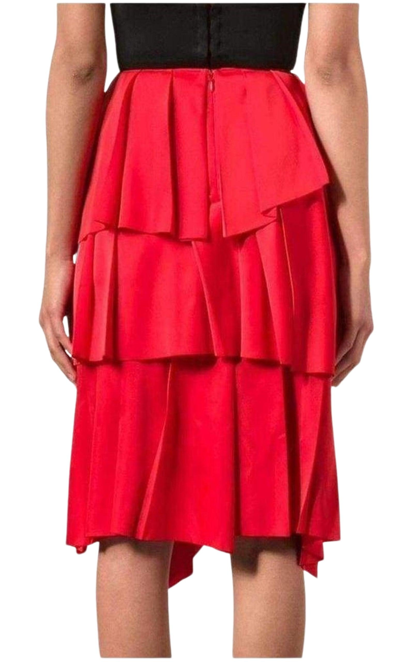 Red Draped Ruffled Skirt Cedric Charlier