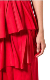 Red Draped Ruffled Skirt Cedric Charlier