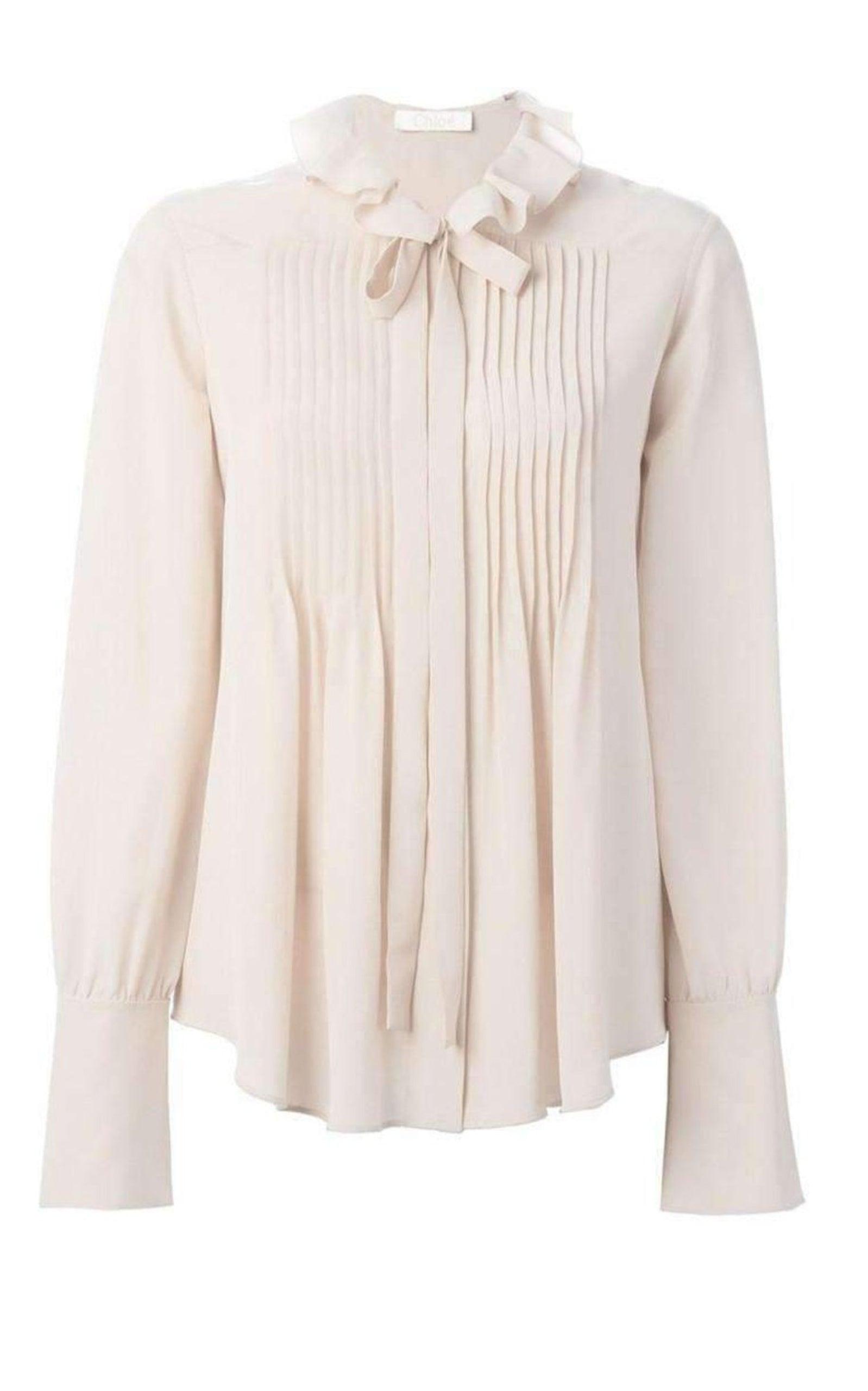 Albaster Bow Detail Silk Shirt Chloe