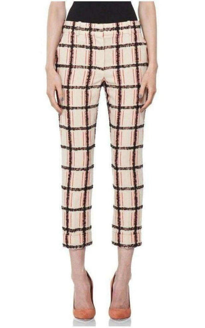 Beige Mohair Trim Check Cropped Pants Chloe