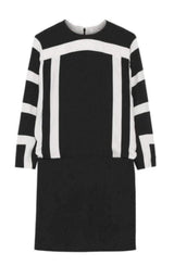 Black and White Crepe Shift Dress Chloe