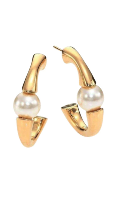 Darcey Swarovski Pearls Plated Brass Half Hoop Earrings Chloe