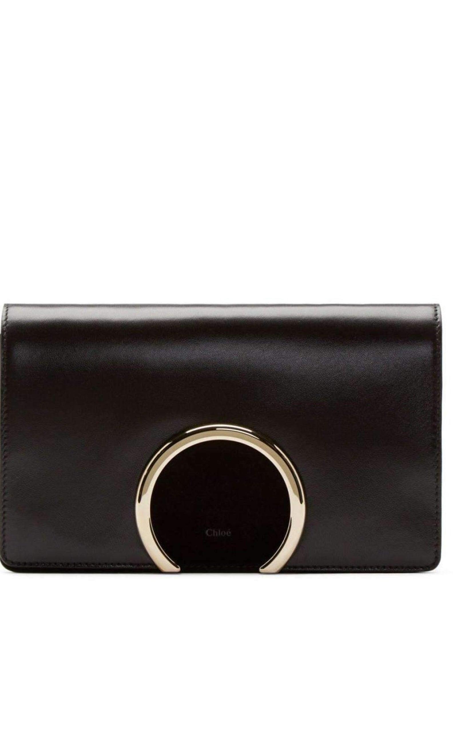 Gabrielle Black Leather Clutch Chloe