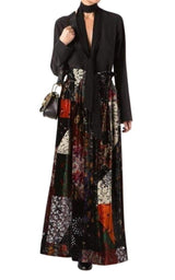 Velvet Patchwork Silk Blend Maxi Skirt Chloe