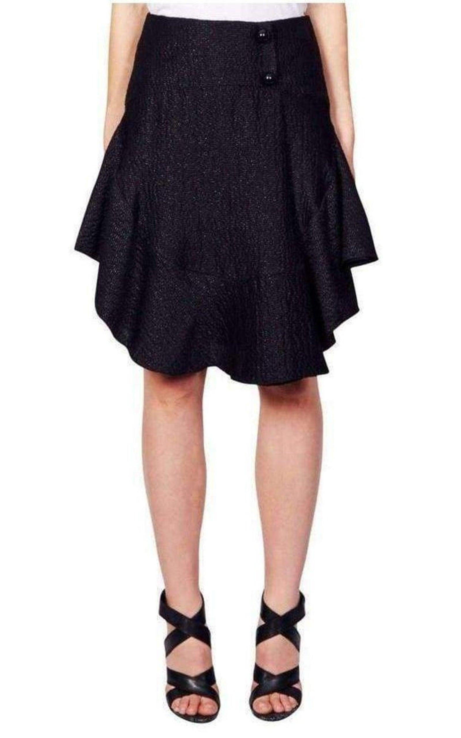 Wavy Shiny Black Jacquard Skirt Chloe