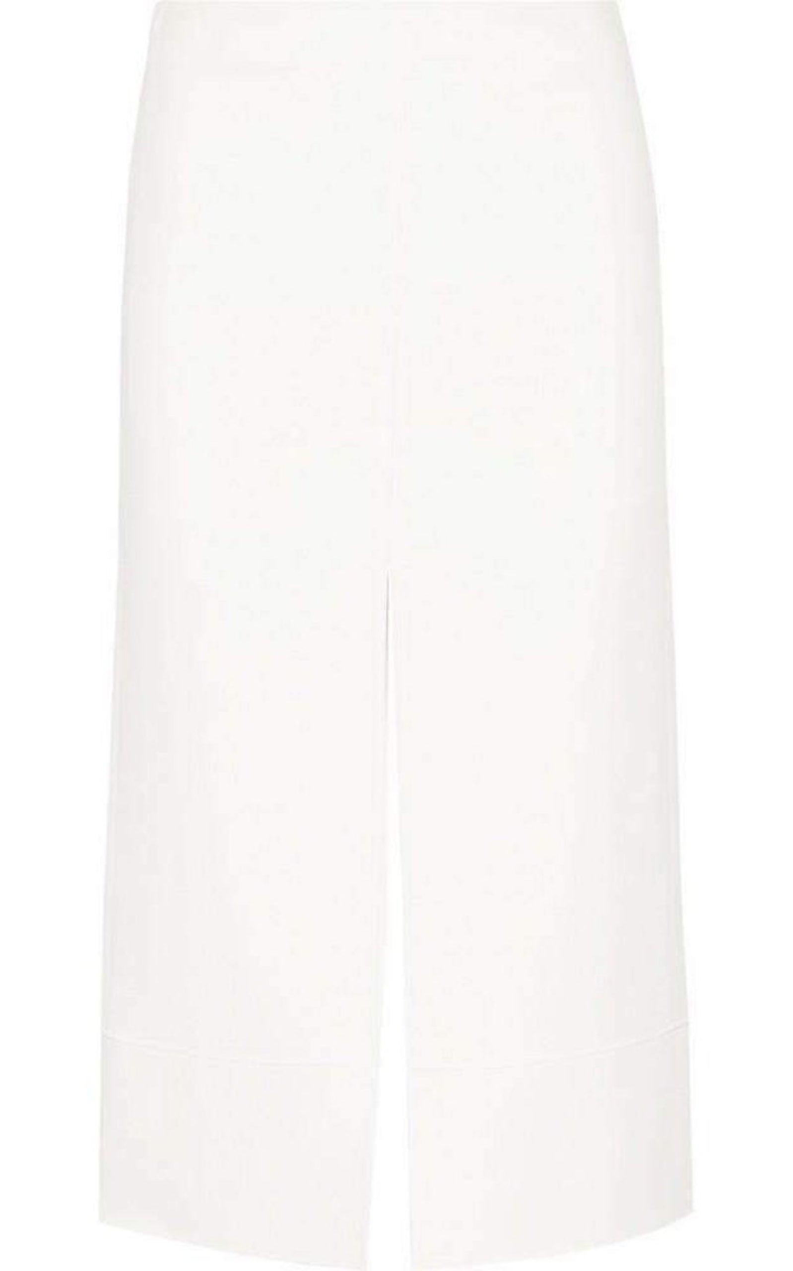 White Crepe Slit Knee Length Skirt Chloe