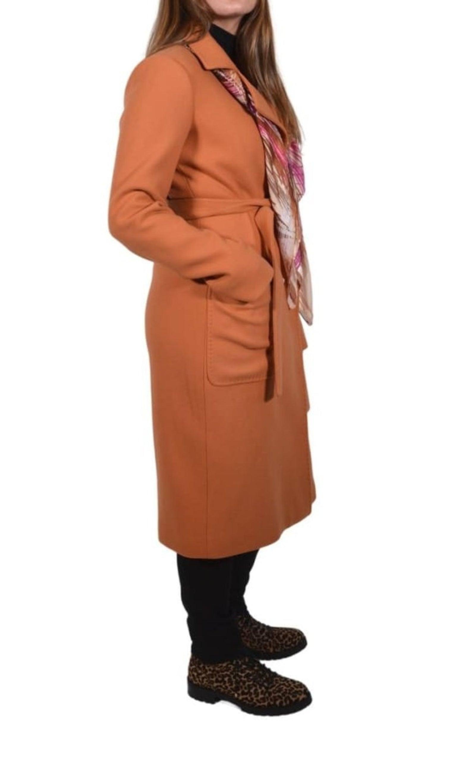 Belted Wool Blend Long Coat Cult Moda