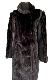 Black Faux Fur Details Long Trench Coat Cult Moda