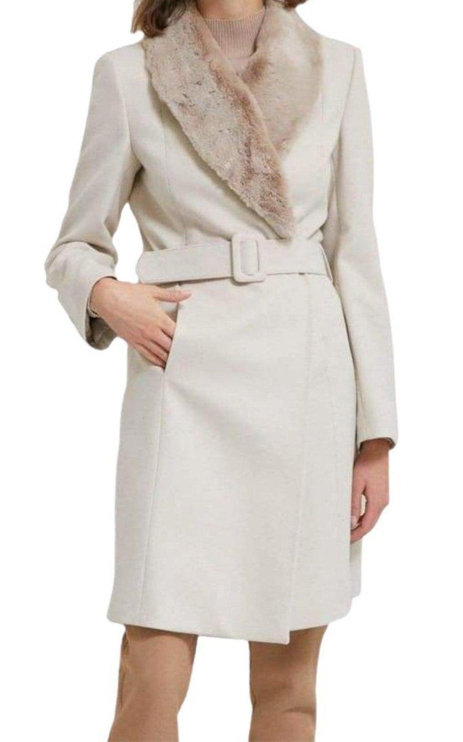 Faux Fur Collar Wrap Trench Coat Cult Moda