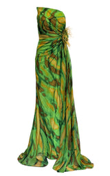 Dekolte Strapless Green Cocktail Party Dress