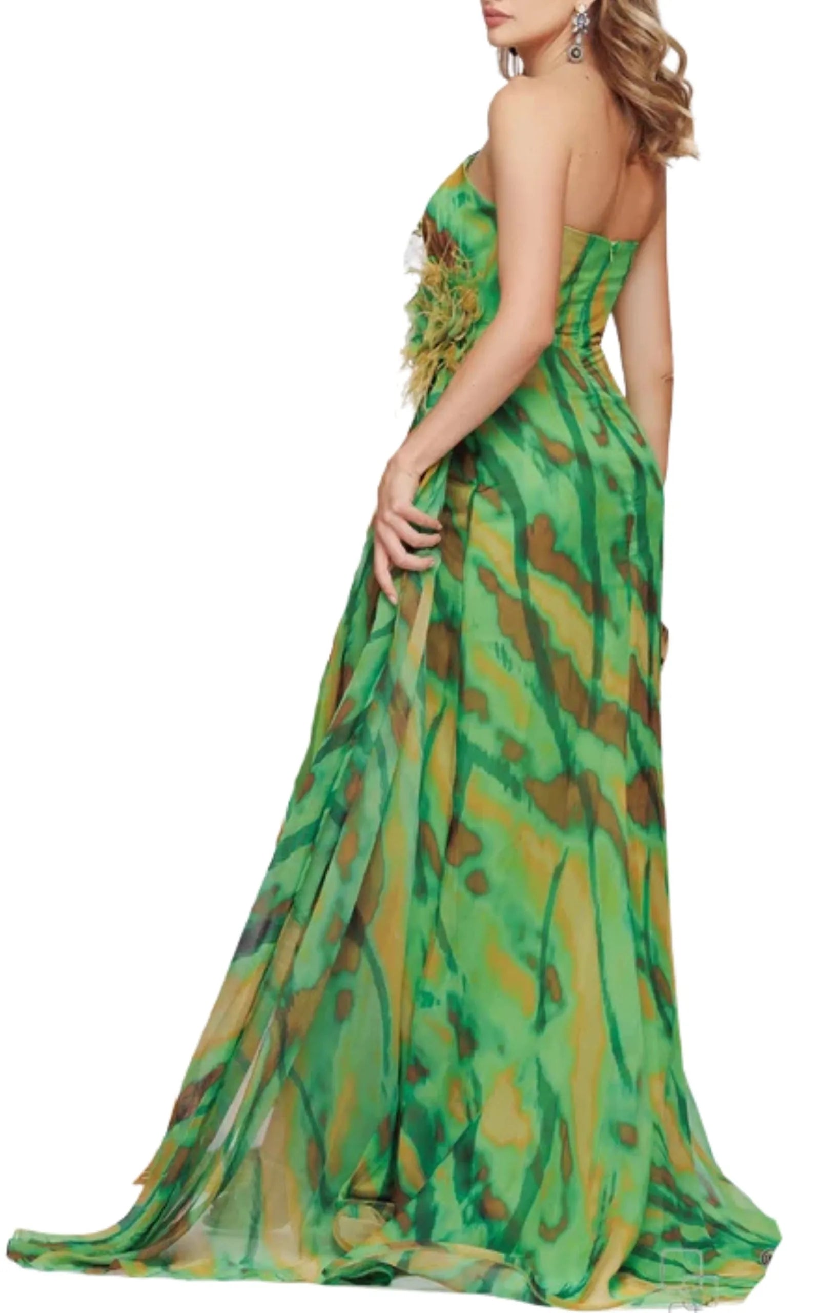 Dekolte Strapless Green Cocktail Party Dress