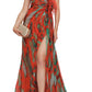 Dekolte Strapless Red Print Party Dress