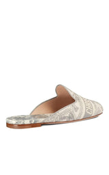 Dior Toile de Jouy Motif Flat Mules in Grey Stone Dior