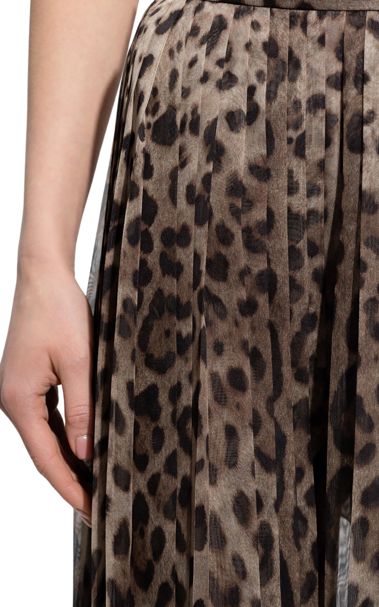 Leopard Print Wide Chiffon Pants Dolce & Gabbana