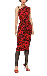 One-shoulder Leopard-print Dress Dolce & Gabbana