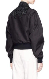 Beaded Collar Cotton Bomber Jacket Dries Van Noten