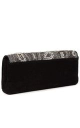 Black Nabuck Leather & Swarovski Crystal Clutch Dries Van Noten